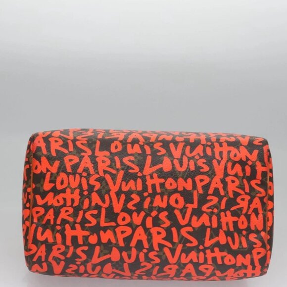 LOUIS VUITTON Monogram Graffiti Speedy 30 Hand Bag Orange M93705 LV Auth 114571A - Picture 7 of 16